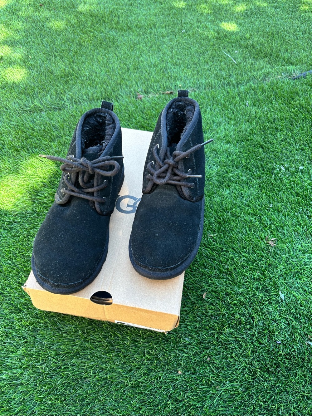 UGG Kids Black Suede Lace-Up Ankle Boots